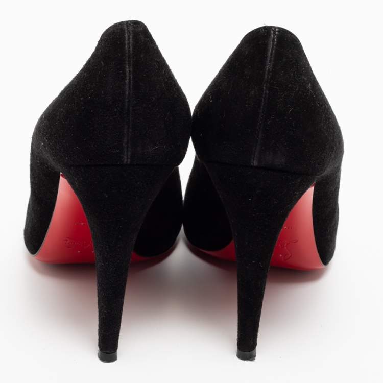 Pre Owned Christian Louboutin Black Suede Ron Ron Pumps Size 39