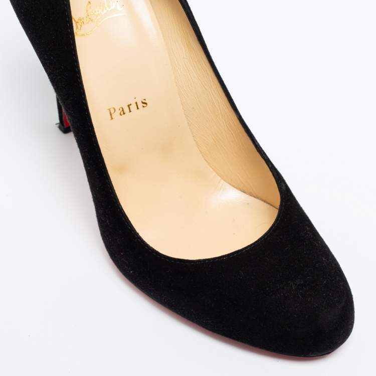 Pre Owned Christian Louboutin Black Suede Ron Ron Pumps Size 39