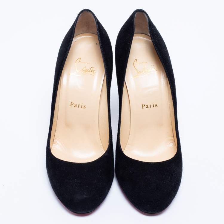 Pre Owned Christian Louboutin Black Suede Ron Ron Pumps Size 39