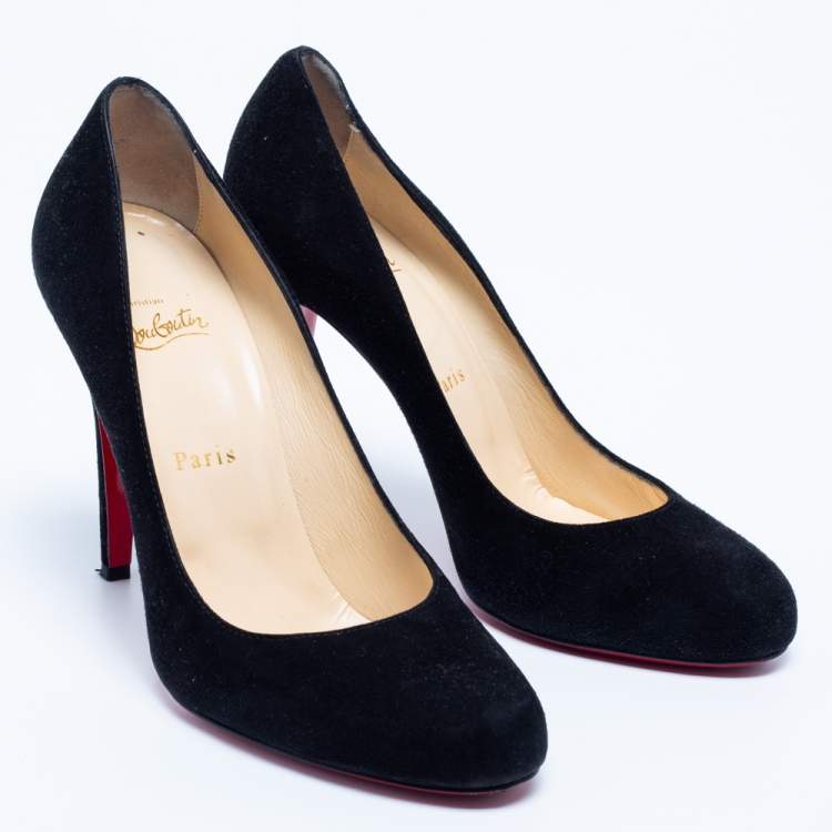 Pre Owned Christian Louboutin Black Suede Ron Ron Pumps Size 39