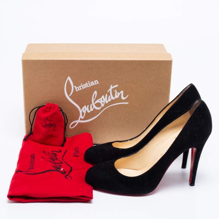 Pre Owned Christian Louboutin Black Suede Ron Ron Pumps Size 39