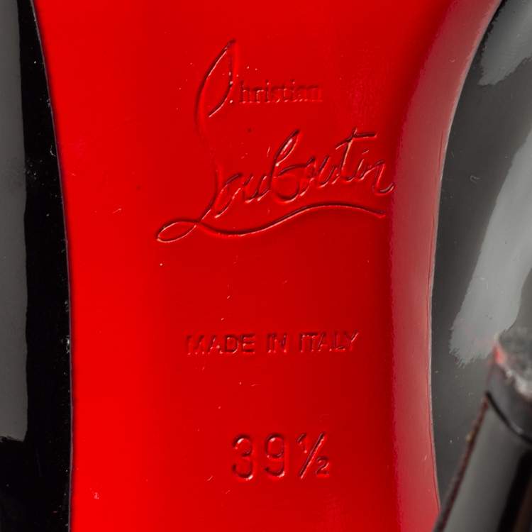 Pre Owned Christian Louboutin Black/Red Patent Leather Cross Ronda Pumps Size 39.5