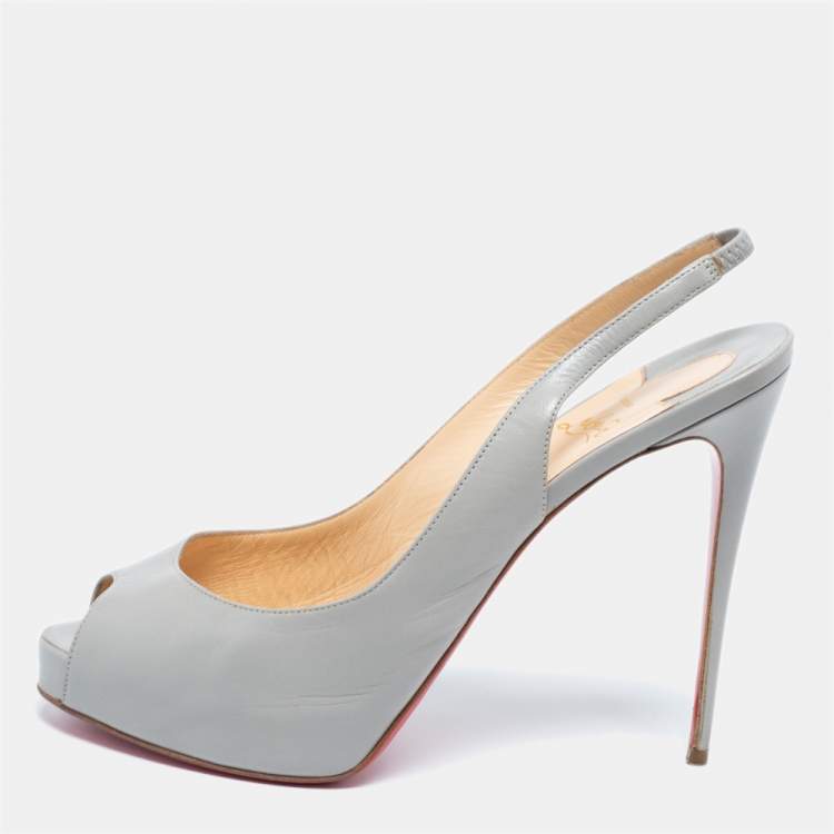Pre Owned Christian Louboutin Grey Leather Private Number Sandals Size 40
