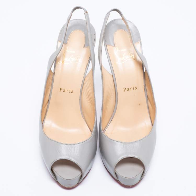 Pre Owned Christian Louboutin Grey Leather Private Number Sandals Size 40
