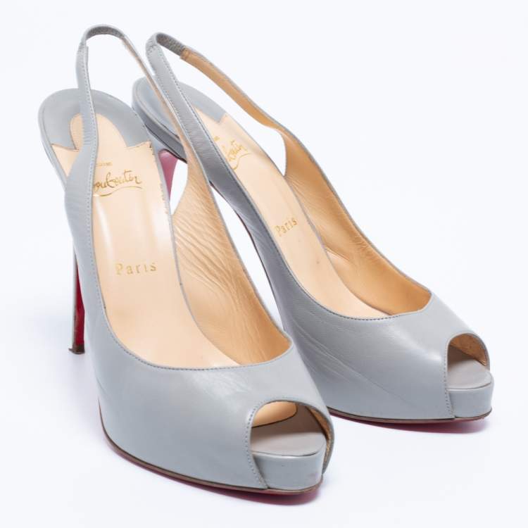 Pre Owned Christian Louboutin Grey Leather Private Number Sandals Size 40