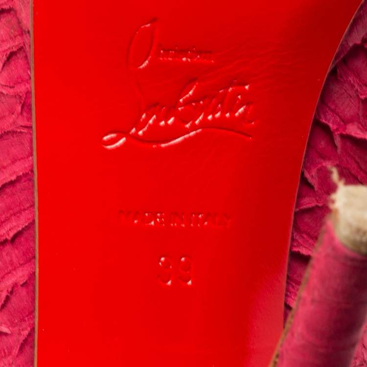 Pre Owned Christian Louboutin Dark Pink Python Leather Yolanda Pumps Size 39