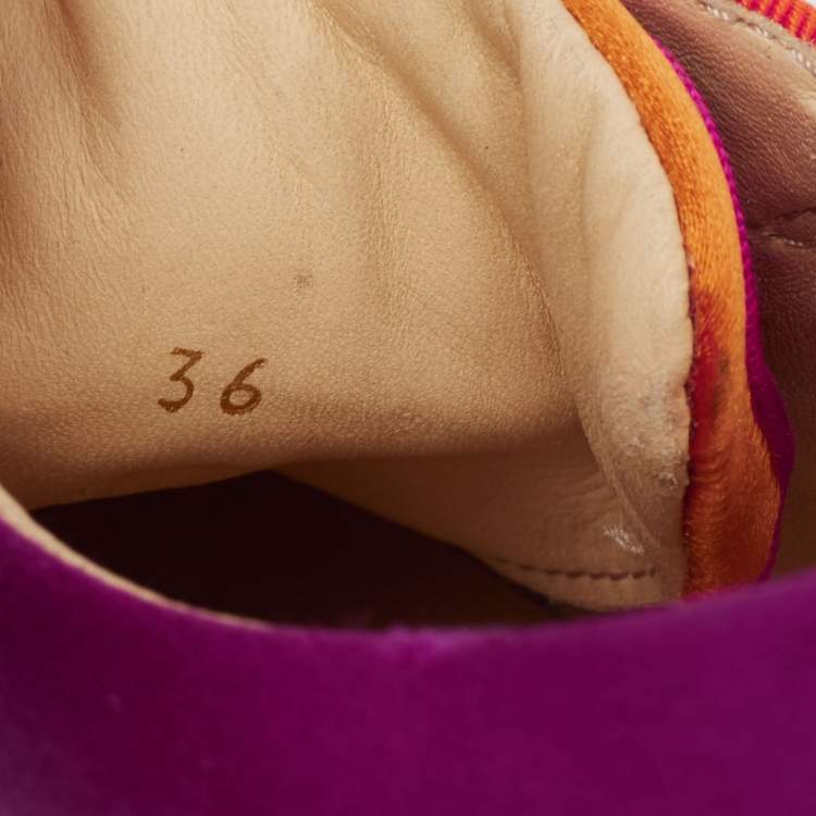 مملوكة مسبقًا Christian Louboutin Multicolor Satin And Leather Suede Studded Low Top Sneakers Size 36