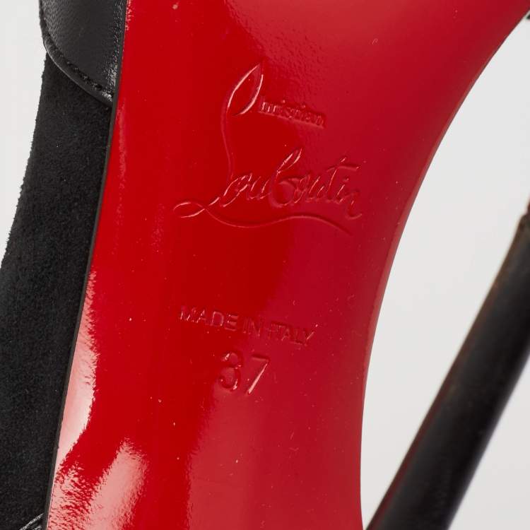Pre Owned Christian Louboutin Black Suede, Patent and Leather D'orsay Pumps Size 37