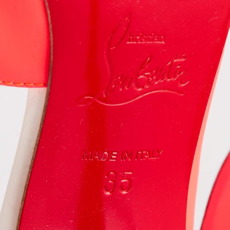 Pre Owned Christian Louboutin Neon Pink Leather Dalida D'orsay Pumps Size 35