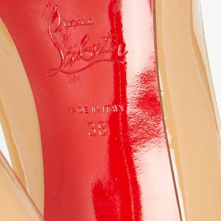 Pre Owned Christian Louboutin Beige Patent Leather Pigalle Pumps Size 38