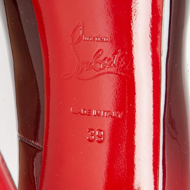 Pre Owned Christian Louboutin Red/Black Patent Leather New Very Prive Pumps Size 39