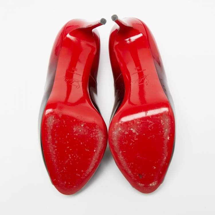 Pre Owned Christian Louboutin Red/Black Patent Leather New Very Prive Pumps Size 39