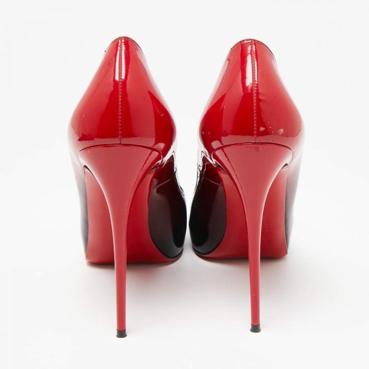 Pre Owned Christian Louboutin Red/Black Patent Leather New Very Prive Pumps Size 39
