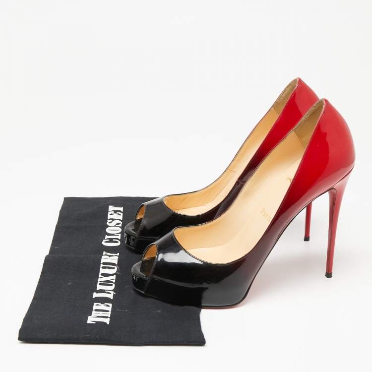 Pre Owned Christian Louboutin Red/Black Patent Leather New Very Prive Pumps Size 39