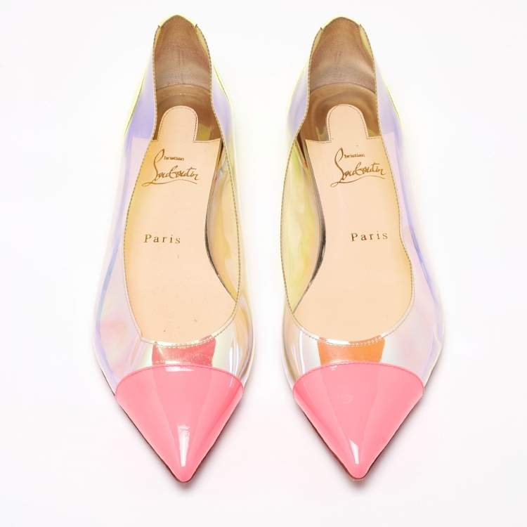 Pre Owned Christian Louboutin Multicolor Patent Leather and PVC Riviera Ballet Flats Size 40