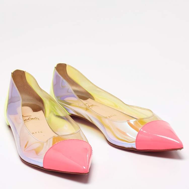 Pre Owned Christian Louboutin Multicolor Patent Leather and PVC Riviera Ballet Flats Size 40