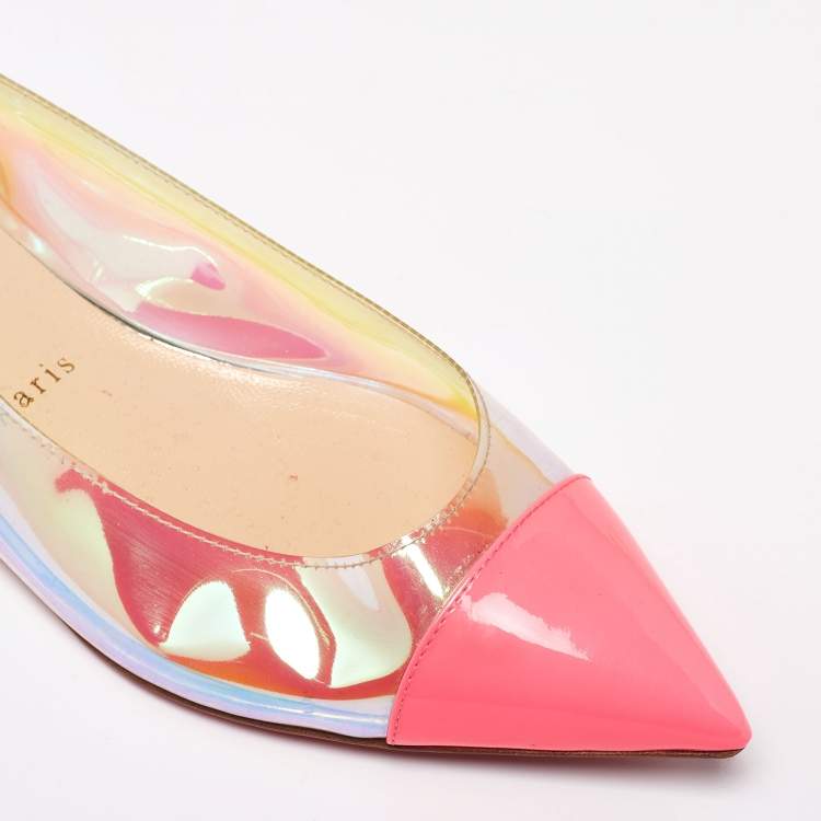 Pre Owned Christian Louboutin Multicolor Patent Leather and PVC Riviera Ballet Flats Size 40