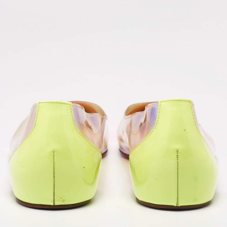 Pre Owned Christian Louboutin Multicolor Patent Leather and PVC Riviera Ballet Flats Size 40