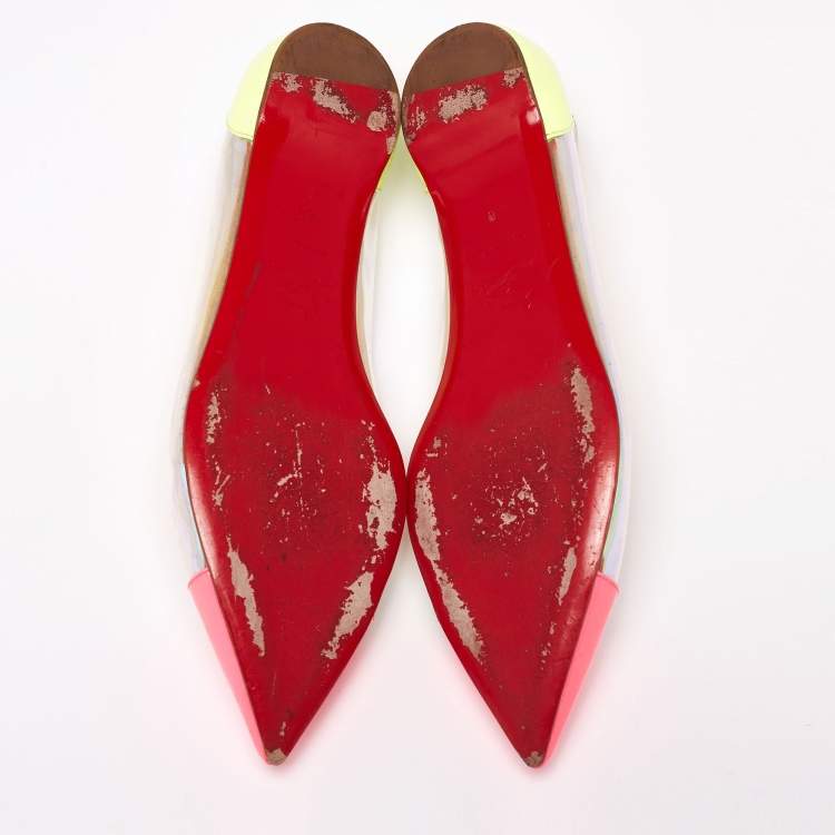 Pre Owned Christian Louboutin Multicolor Patent Leather and PVC Riviera Ballet Flats Size 40