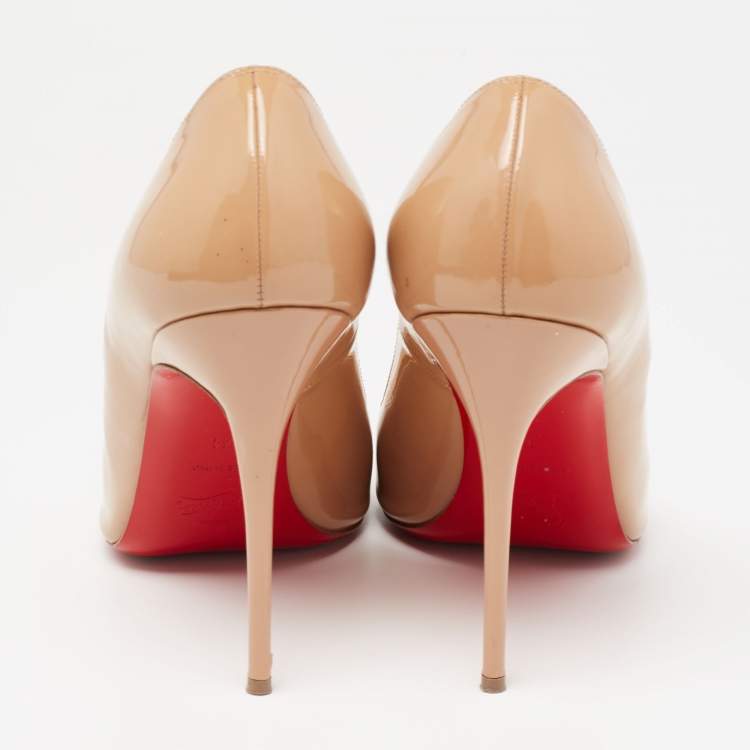 Pre Owned Christian Louboutin Beige Patent Leather Fifi Pumps Size 41