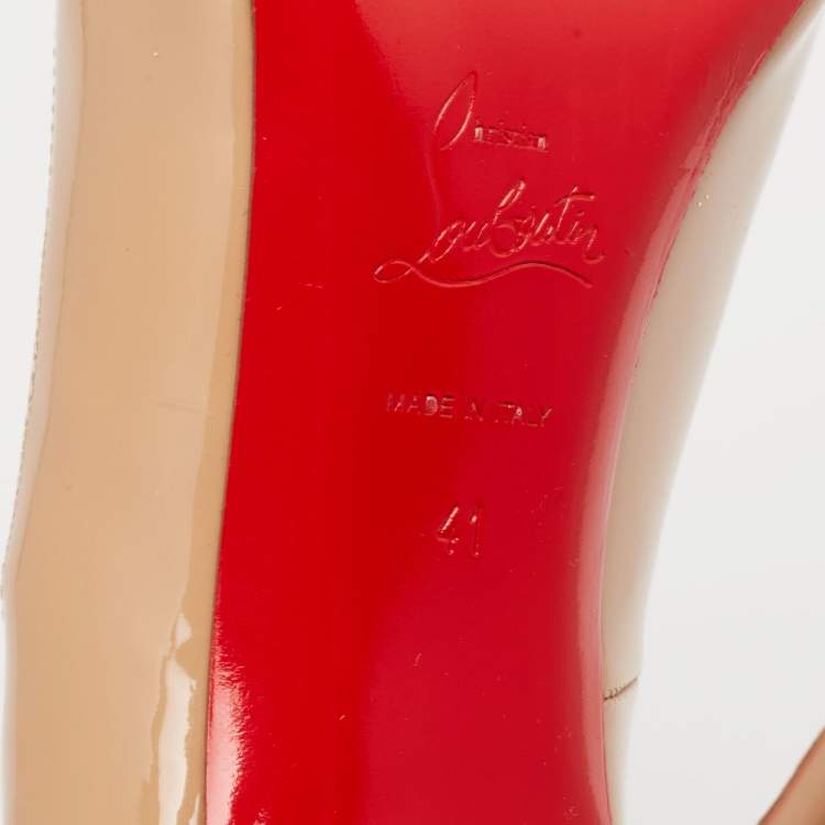 Pre Owned Christian Louboutin Beige Patent Leather Fifi Pumps Size 41