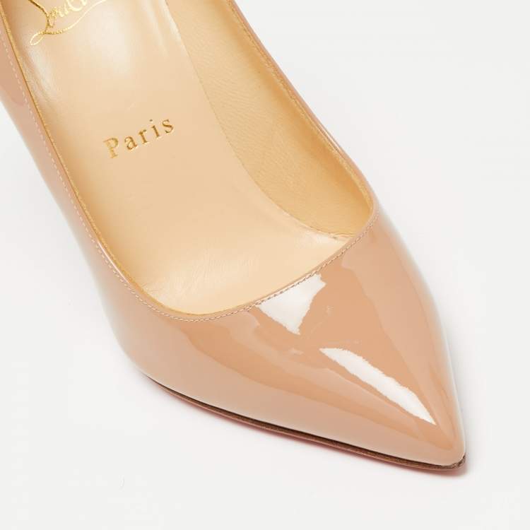 Pre Owned Christian Louboutin Nude Patent Leather Pigalle Pumps Size 37