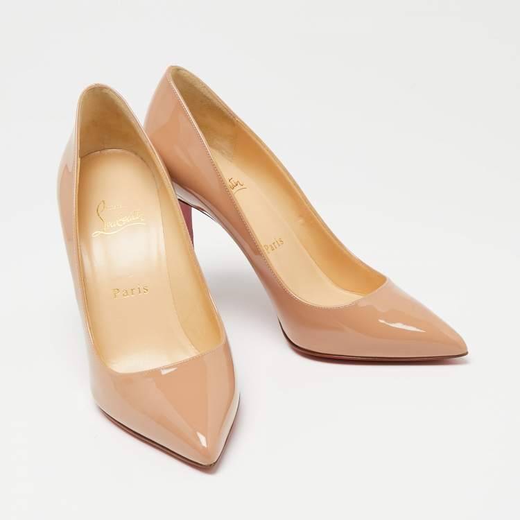 Pre Owned Christian Louboutin Nude Patent Leather Pigalle Pumps Size 37