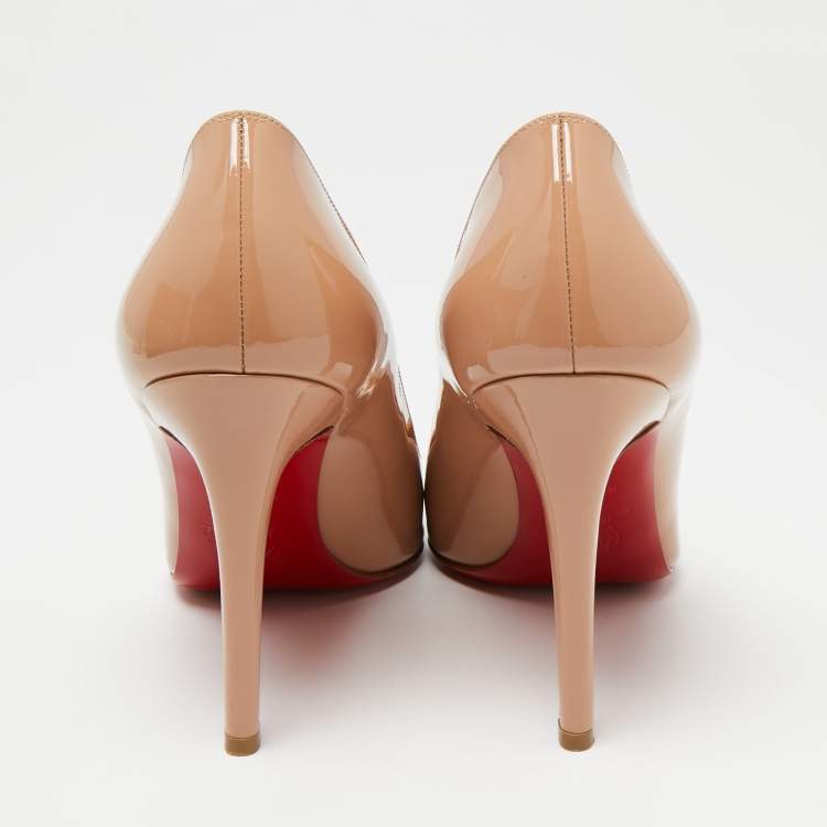 Pre Owned Christian Louboutin Nude Patent Leather Pigalle Pumps Size 37