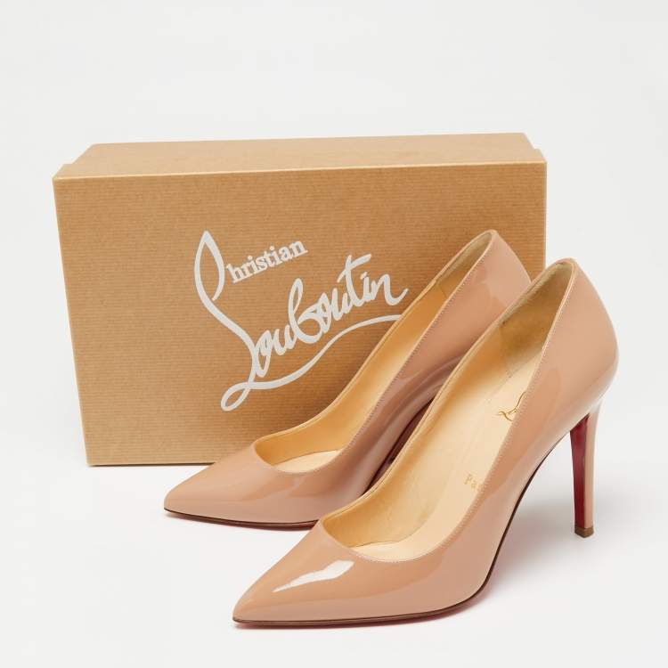 Pre Owned Christian Louboutin Nude Patent Leather Pigalle Pumps Size 37