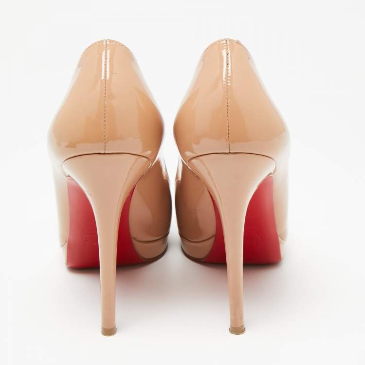 Pre Owned Christian Louboutin Beige Patent Leather New Simple Pumps Size 36.5