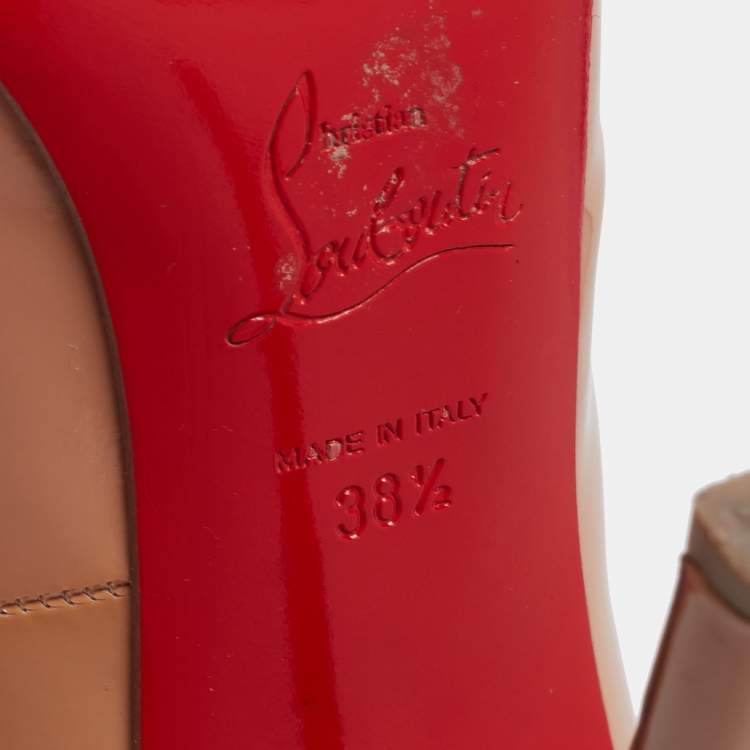 Pre Owned Christian Louboutin Beige Patent Leather Pigalle Pumps Size 38.5