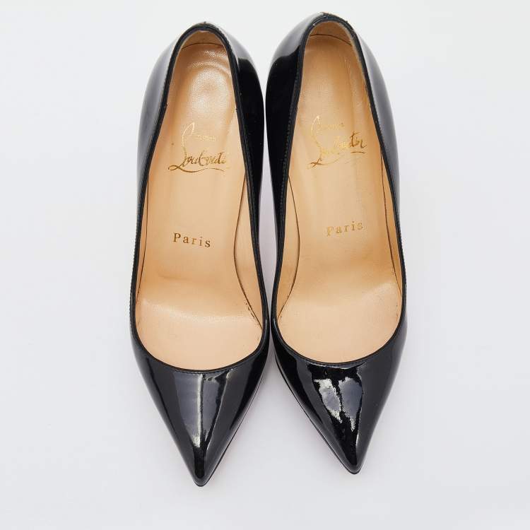 Pre Owned Christian Louboutin Black Patent Leather Decollete Platform Pointed Toe Pumps Size 35