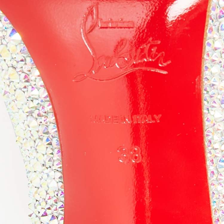 Pre Owned Christian Louboutin Multicolor Crystal Embellished Leather Beauty Bow Pumps Size 38