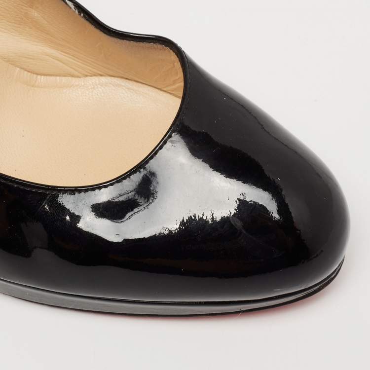 Pre Owned Christian Louboutin Black Patent Leather New Simple Platform Pumps Size 38.5