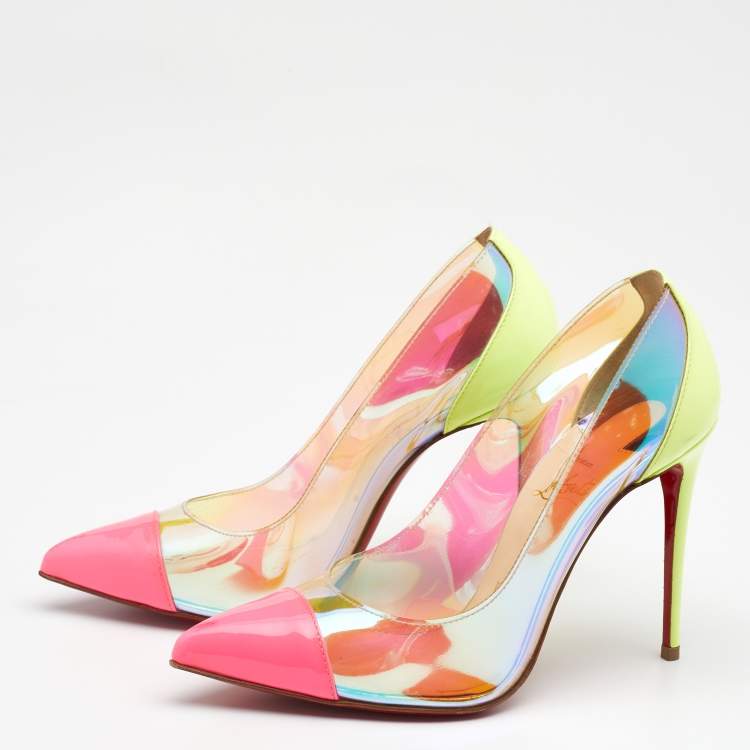 Pre Owned Christian Louboutin Multicolor PVC and Patent Leather Pumps Size 36