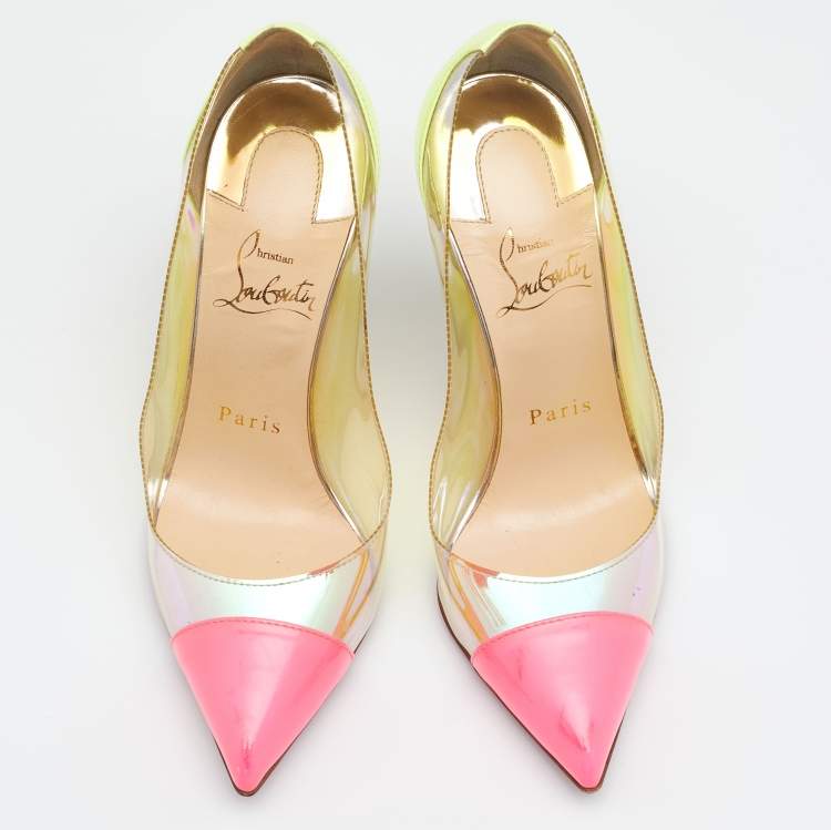 Pre Owned Christian Louboutin Multicolor PVC and Patent Leather Pumps Size 36
