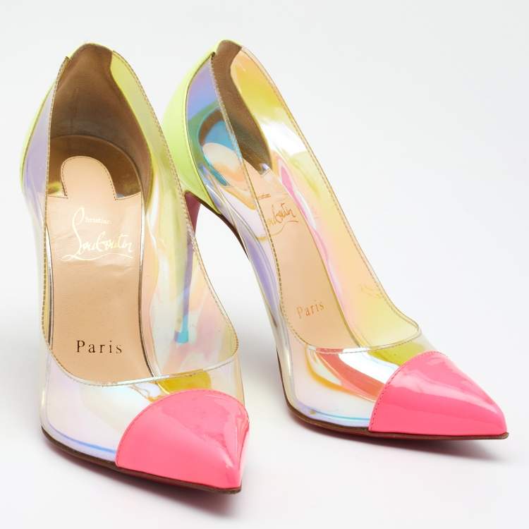 Pre Owned Christian Louboutin Multicolor PVC and Patent Leather Pumps Size 36