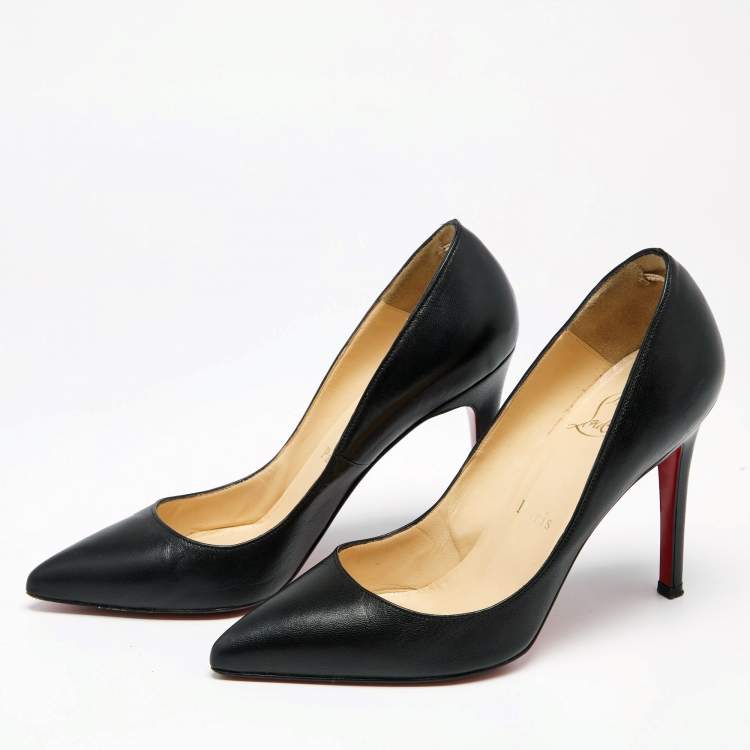 Pre Owned Christian Louboutin Black Leather Pigalle Pumps Size 35.5