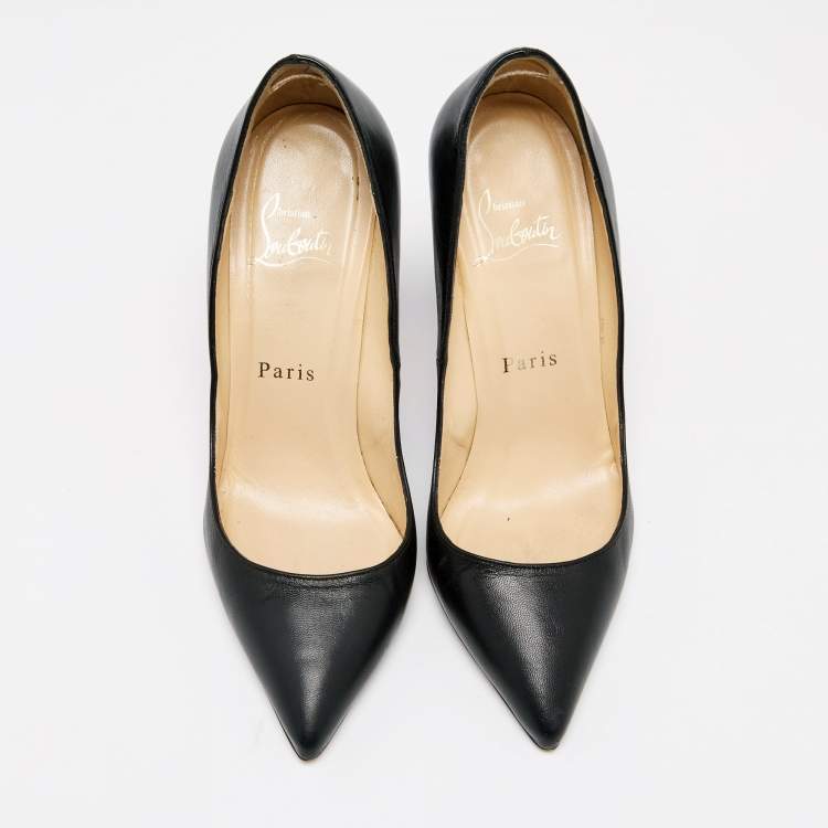 Pre Owned Christian Louboutin Black Leather Pigalle Pumps Size 35.5