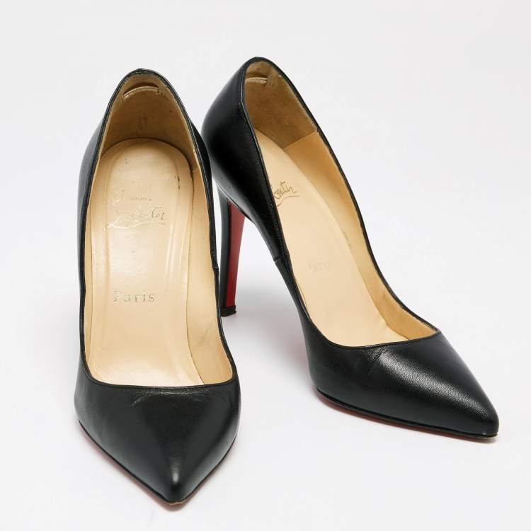 Pre Owned Christian Louboutin Black Leather Pigalle Pumps Size 35.5