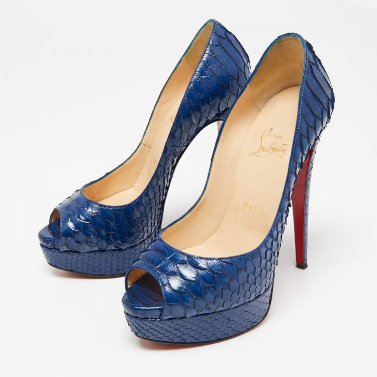 Christian louboutin colbalt discount blue round toe heels