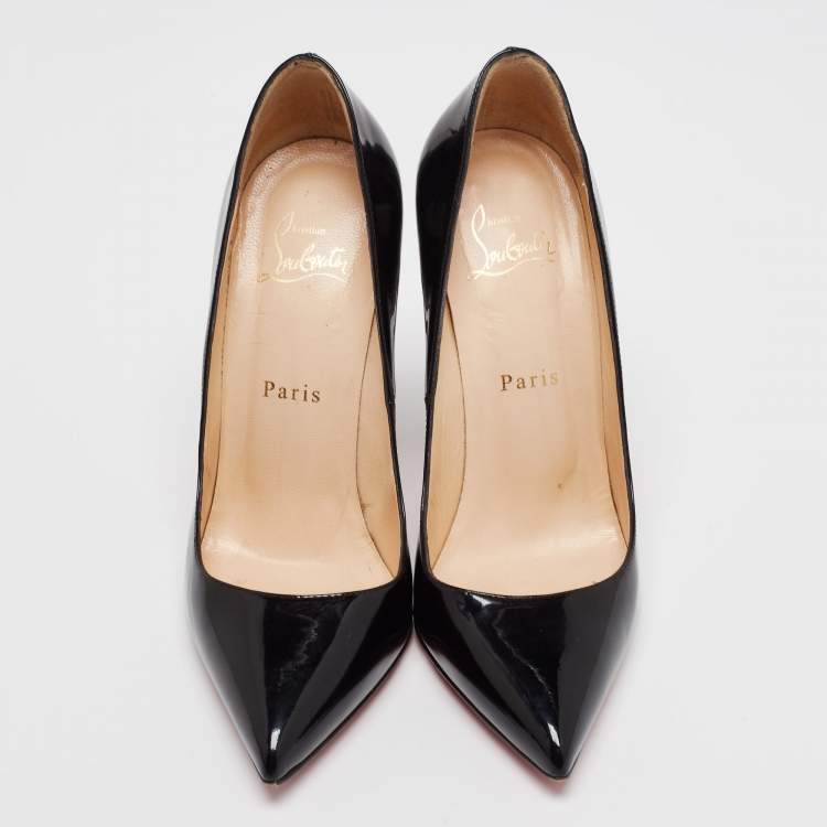 Pre Owned Christian Louboutin Black Patent Leather Pigalle Pumps Size 38
