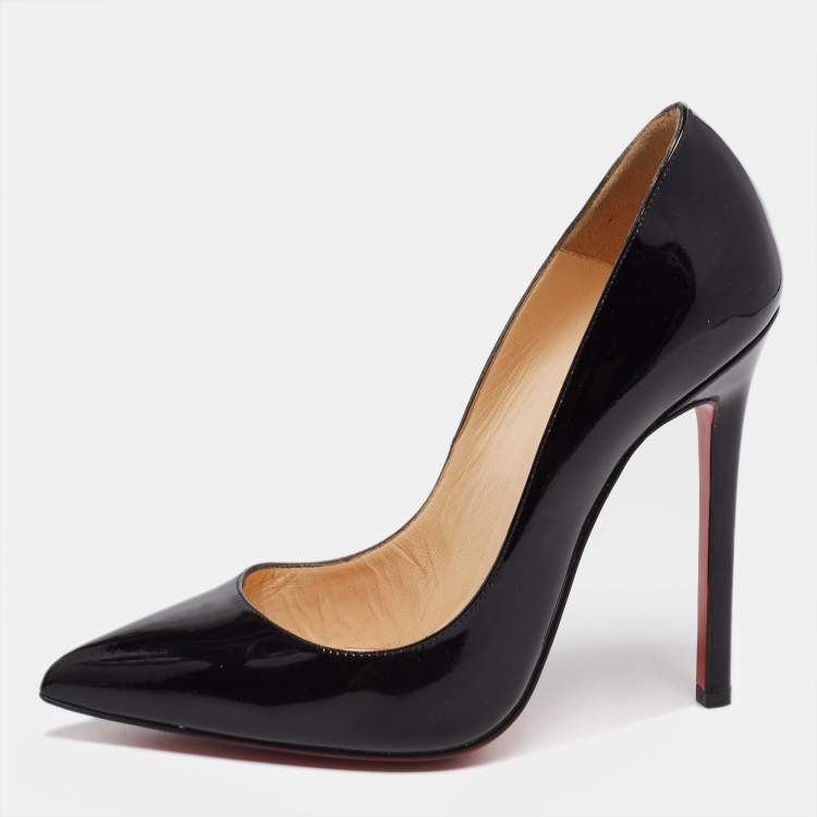 Pre Owned Christian Louboutin Black Patent Leather Pigalle Pumps Size 38