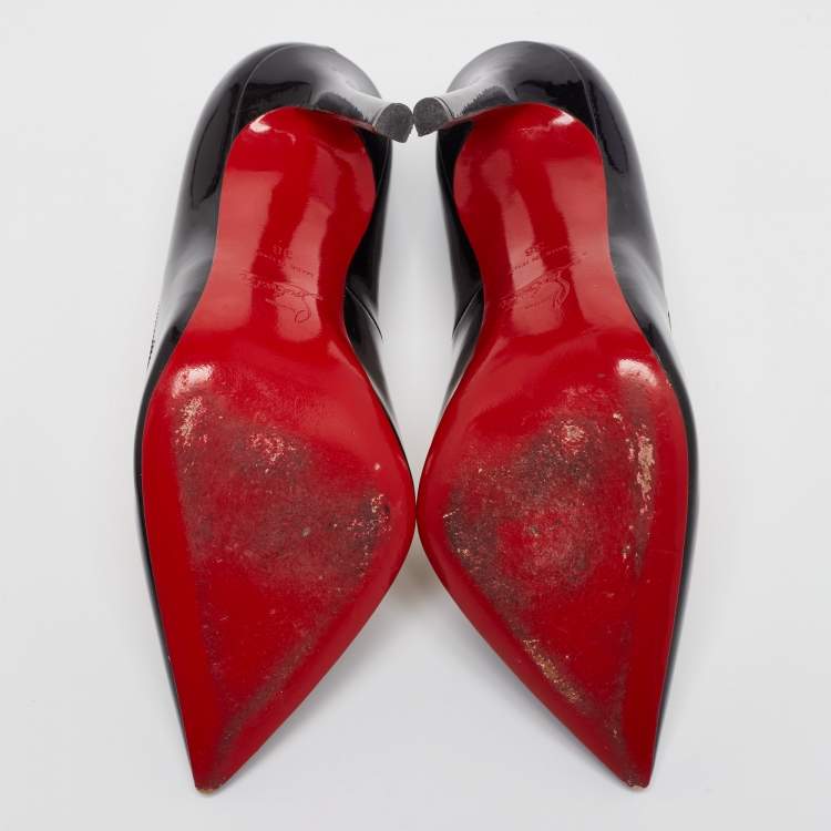 Pre Owned Christian Louboutin Black Patent Leather Pigalle Pumps Size 38