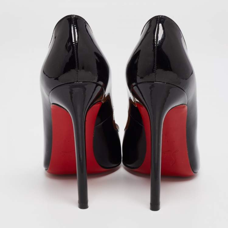Pre Owned Christian Louboutin Black Patent Leather Pigalle Pumps Size 38