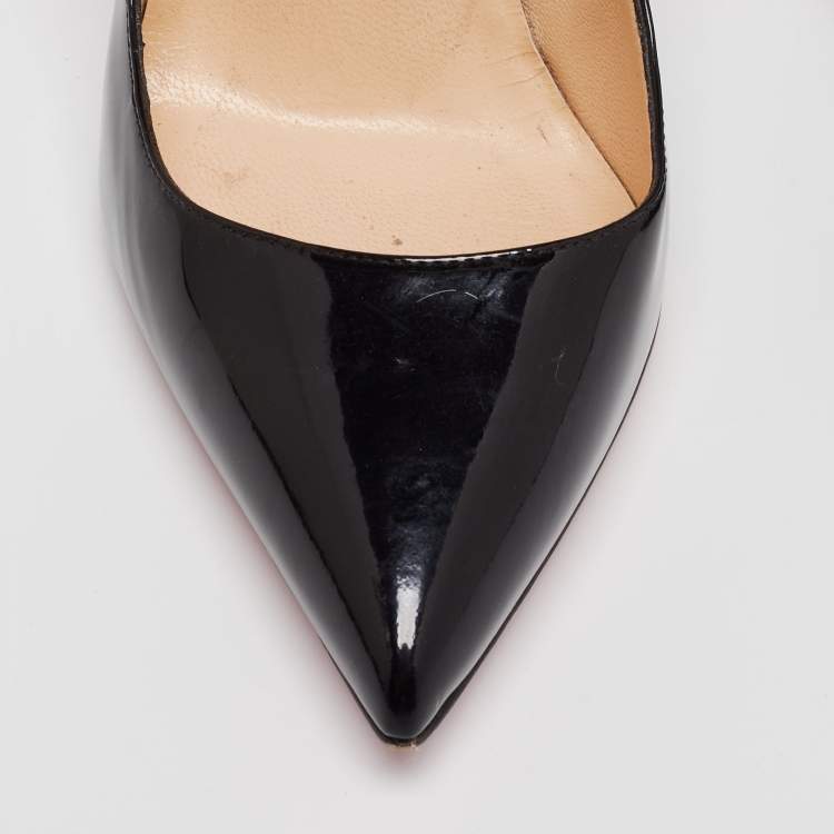 Pre Owned Christian Louboutin Black Patent Leather Pigalle Pumps Size 38