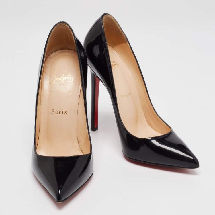 Pre Owned Christian Louboutin Black Patent Leather Pigalle Pumps Size 38