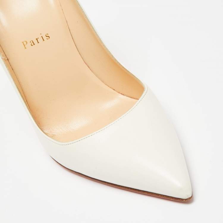 Pre Owned Christian Louboutin Ivory Leather So Kate Pumps Size 38.5