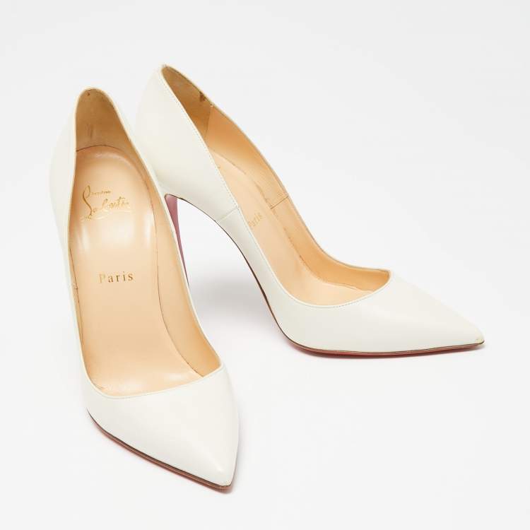 Pre Owned Christian Louboutin Ivory Leather So Kate Pumps Size 38.5