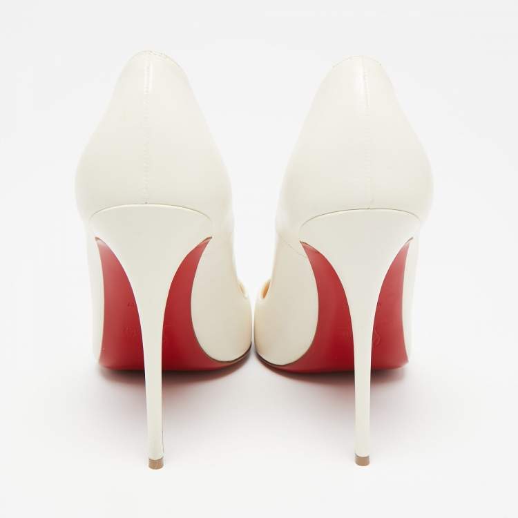 Pre Owned Christian Louboutin Ivory Leather So Kate Pumps Size 38.5